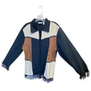 Selene Sport Womens Animal Print Linen Blend Jacket